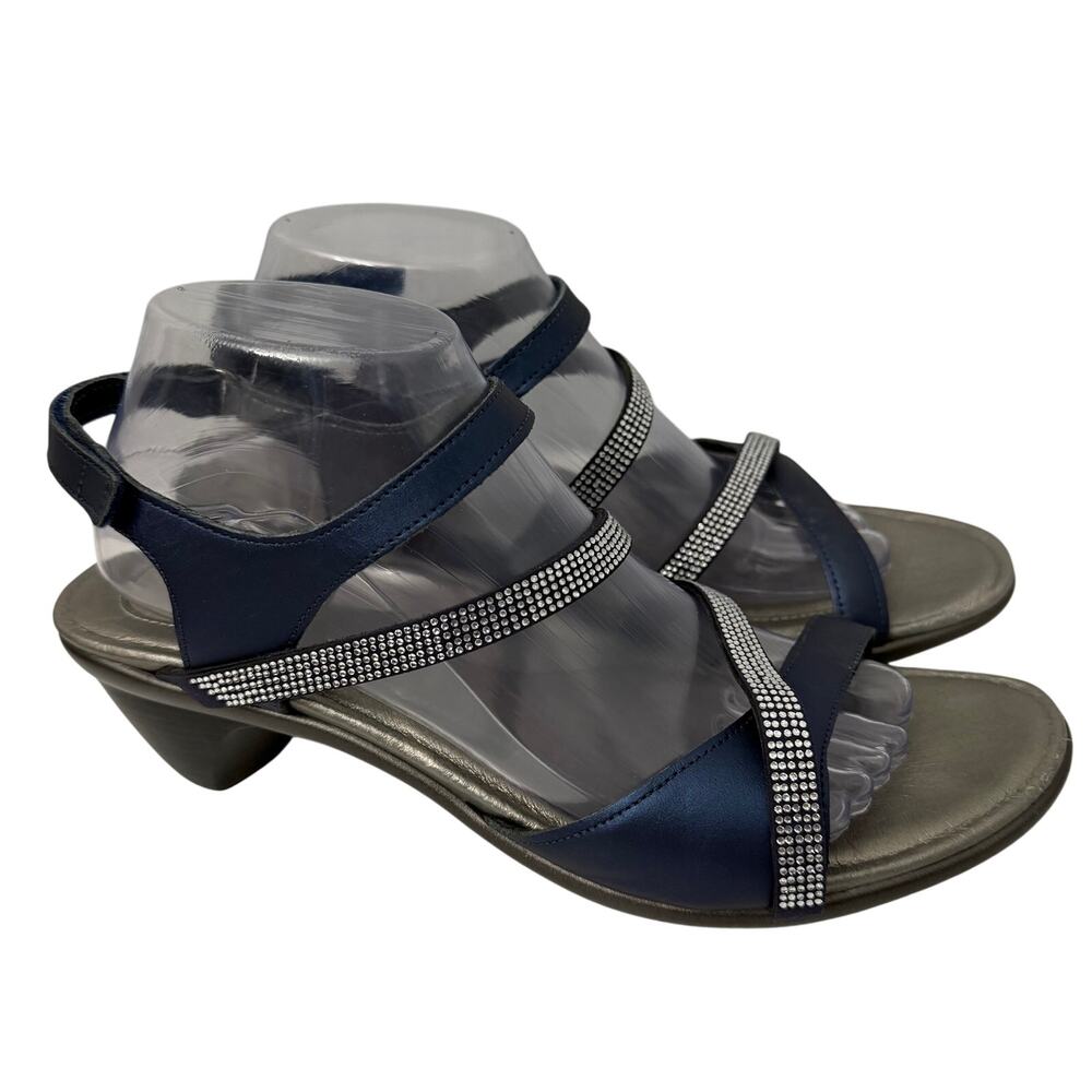 Naot Innovate Sandals Womens Size 11 Blue Leather Strappy Rhinestones 42